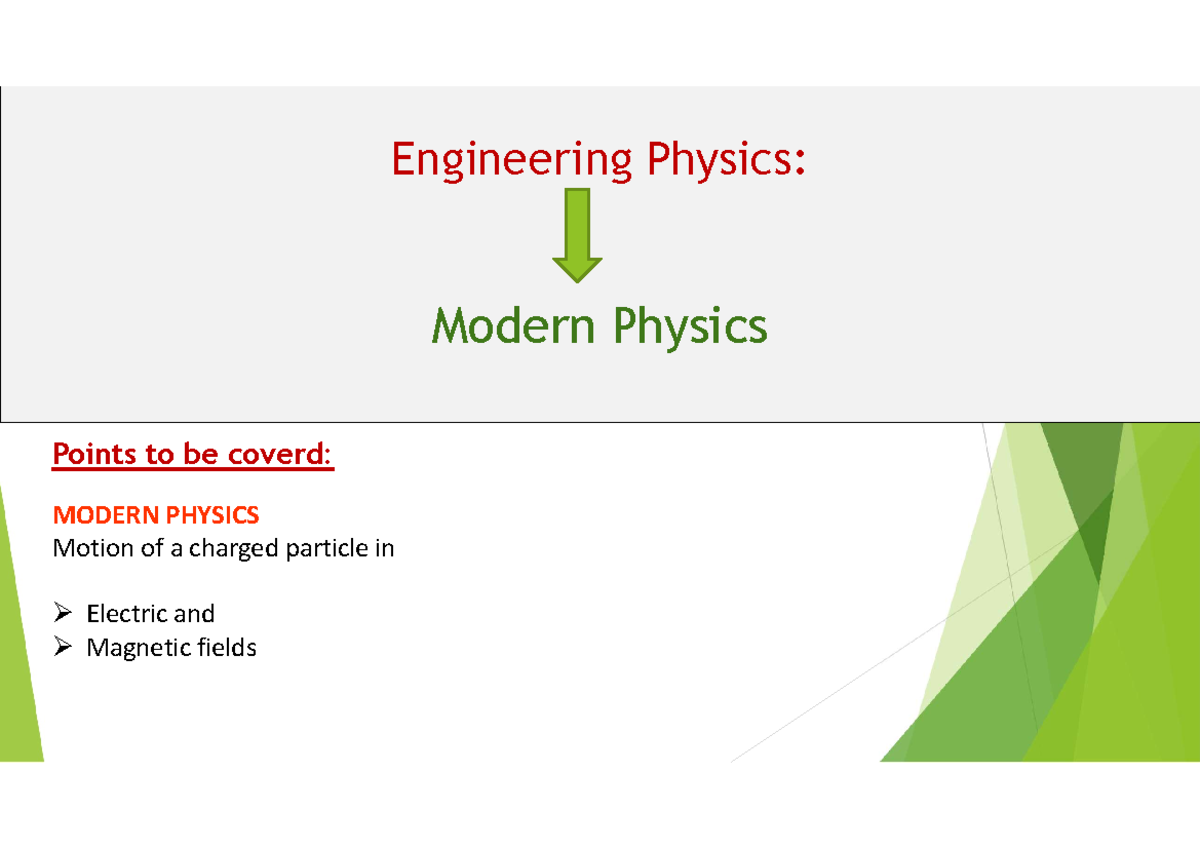 Engineering Physics Semester 3 Modern Physics Notes Part 1 - BVP - Studocu