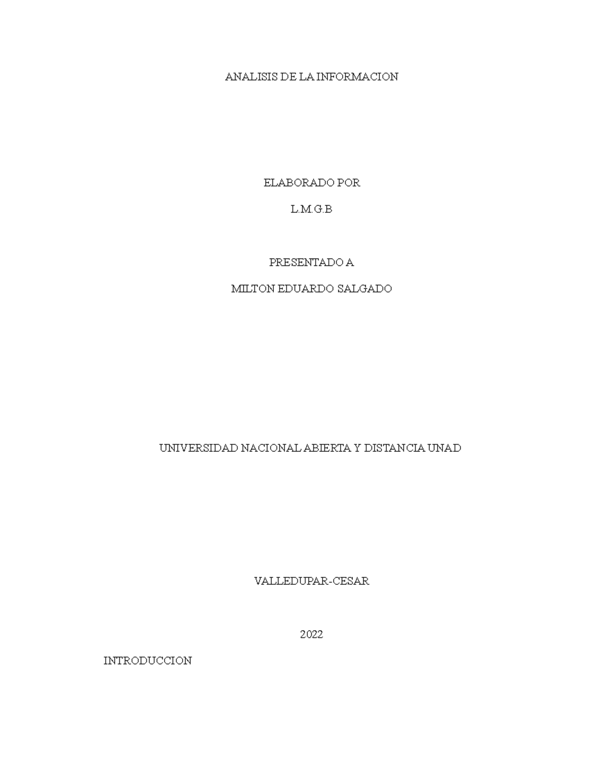 Analisis de la Informacion unidad 1 ANALISIS DE LA INFORMACION