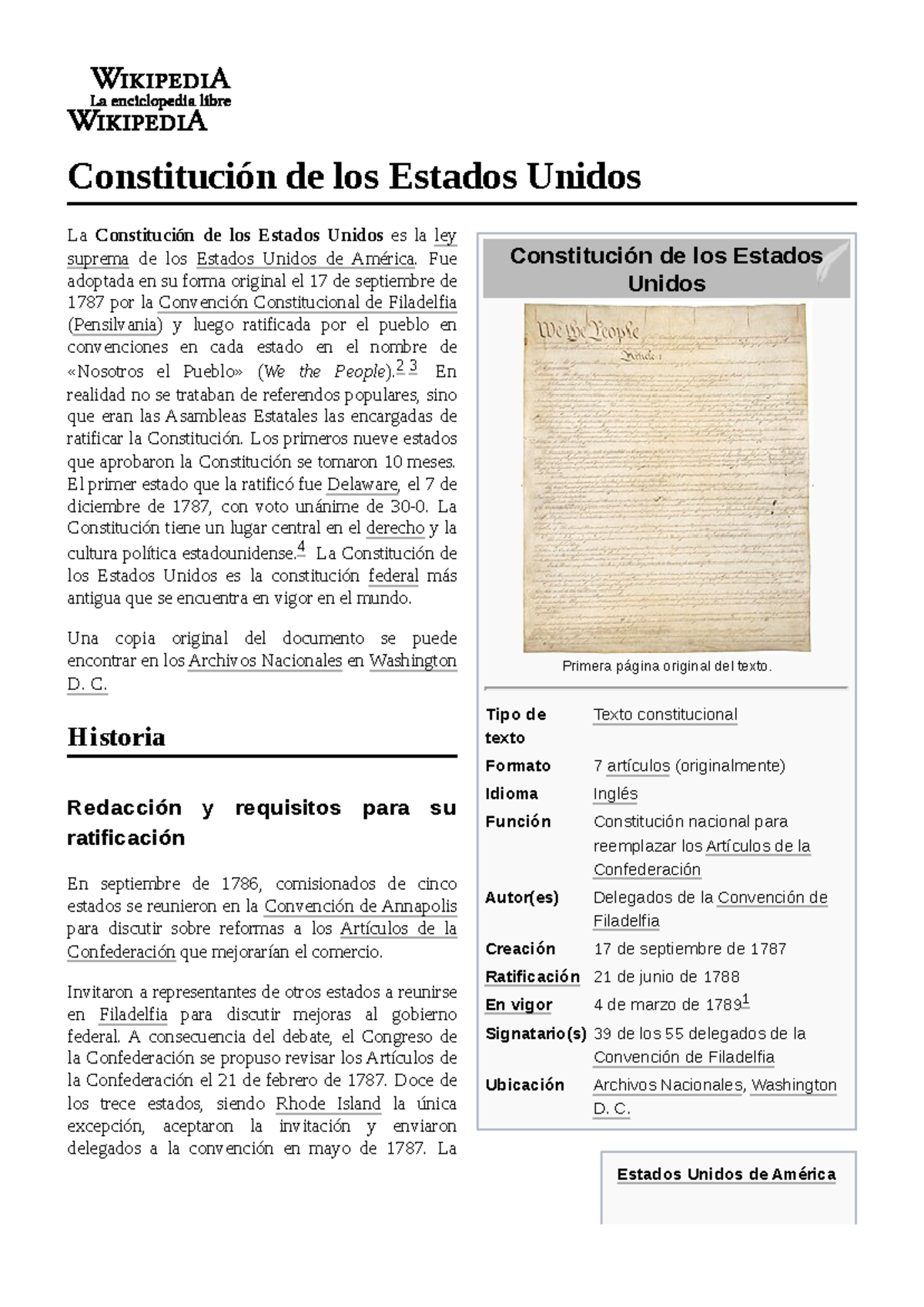 Constitución de los Estados Unidos - Constitución de los Estados Unidos ...