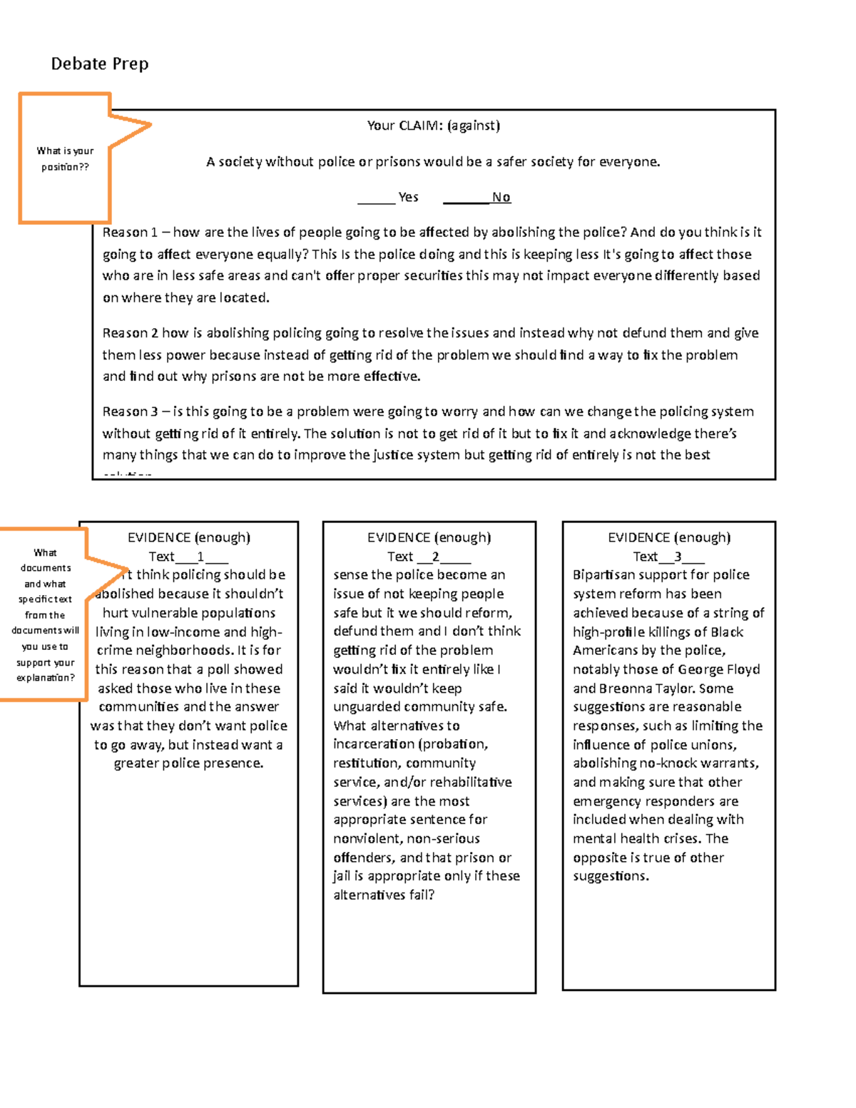 Argument Map - work for history - Debate Prep EVIDENCE (enough) Text ...