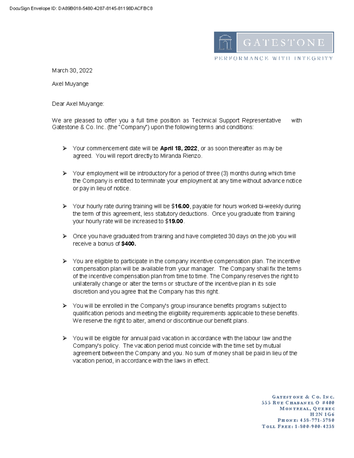 Gatestone Co Offer not much ARCG 110 Yale Studocu