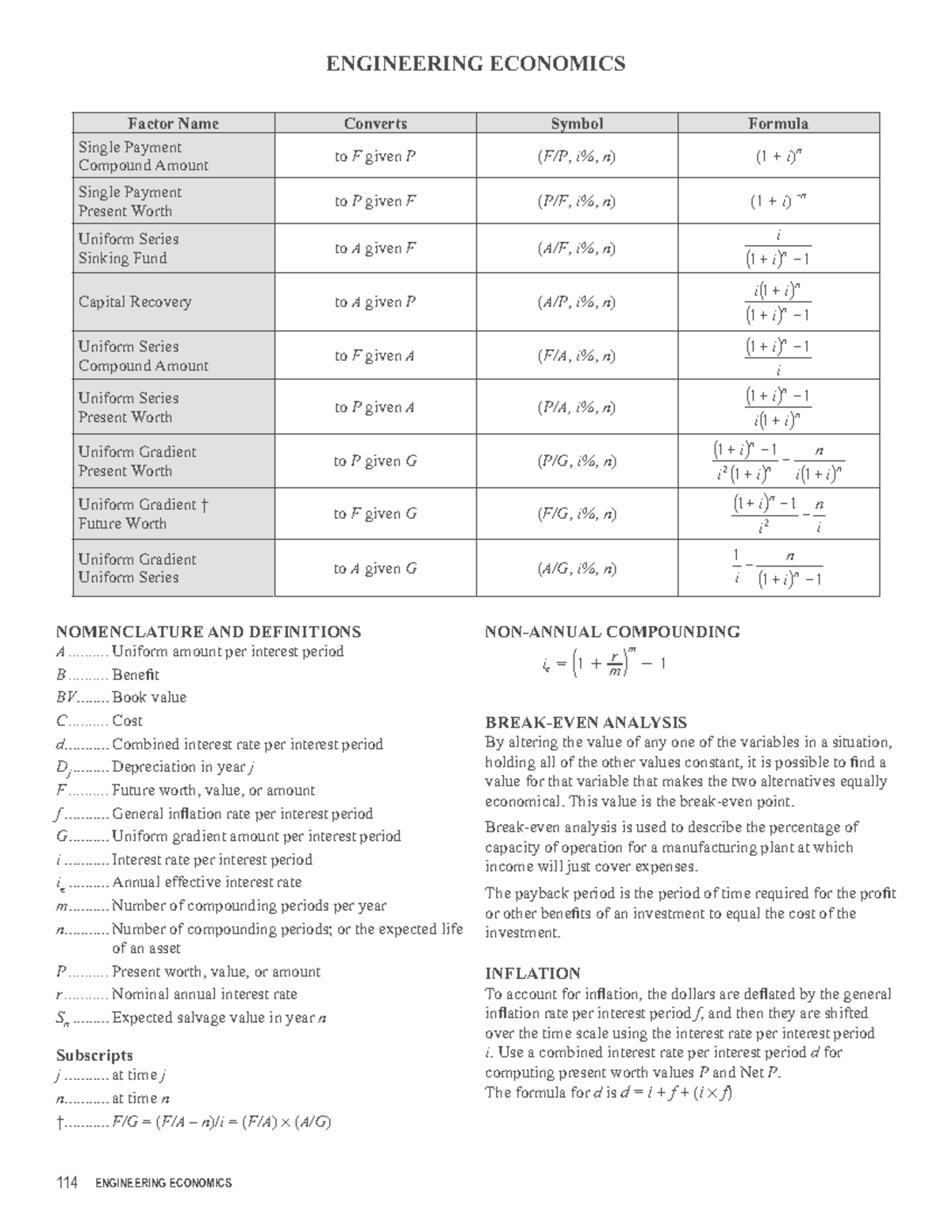 Engineering Economics Excerpt from FE Reference - ENGINEERING ECONOMICS ...