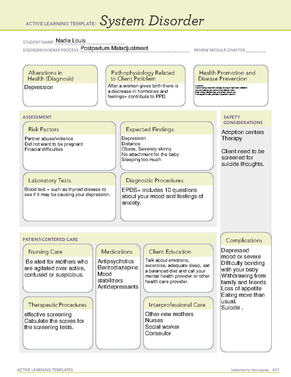 Ati System Disorder Template Postpartum Hemorrhage