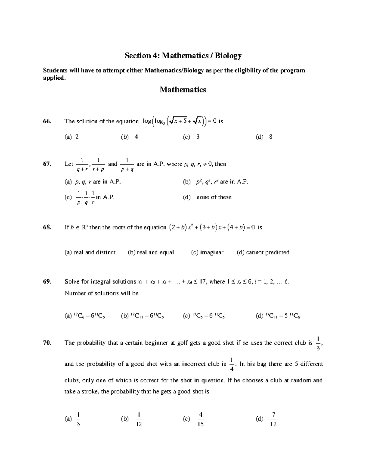 MET Mathmetics Biology paper - Section 4: Mathematics / Biology ...