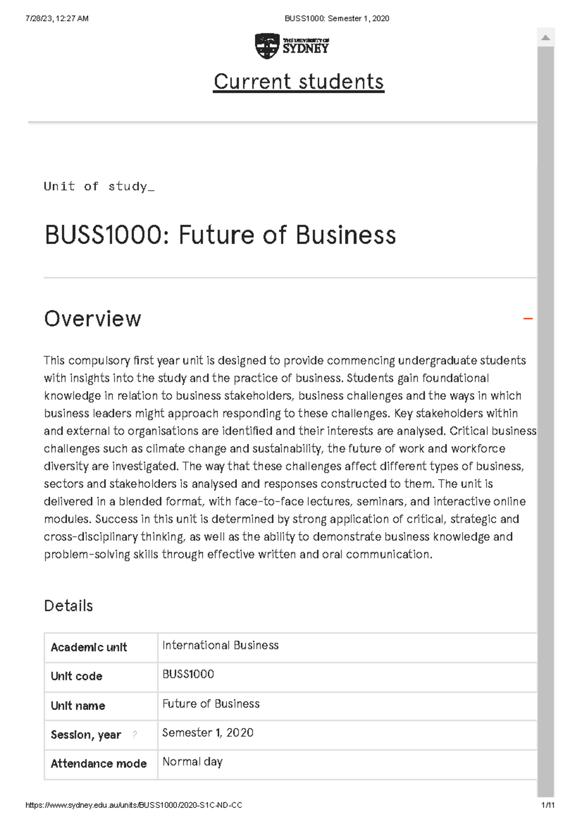 BUSS1000 Semester 1, 2020 - Unit Of Study_ BUSS1000: Future Of Business ...