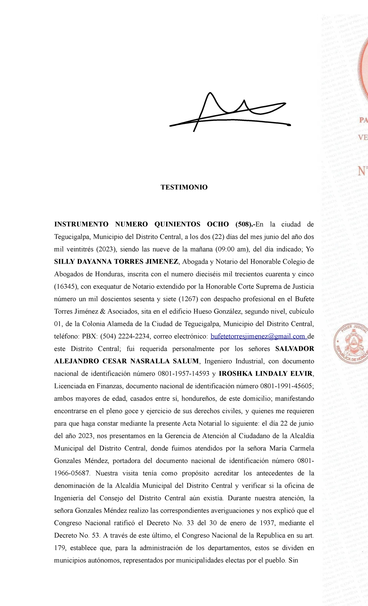 Acta Notarial De Constatacion De Un Hecho Testimonio Instrumento