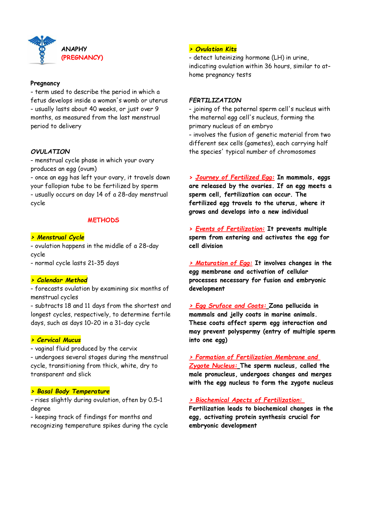 Pregnancy- Reviewers - 1st year notes - ANAPHY (PREGNANCY) Pregnancy ...