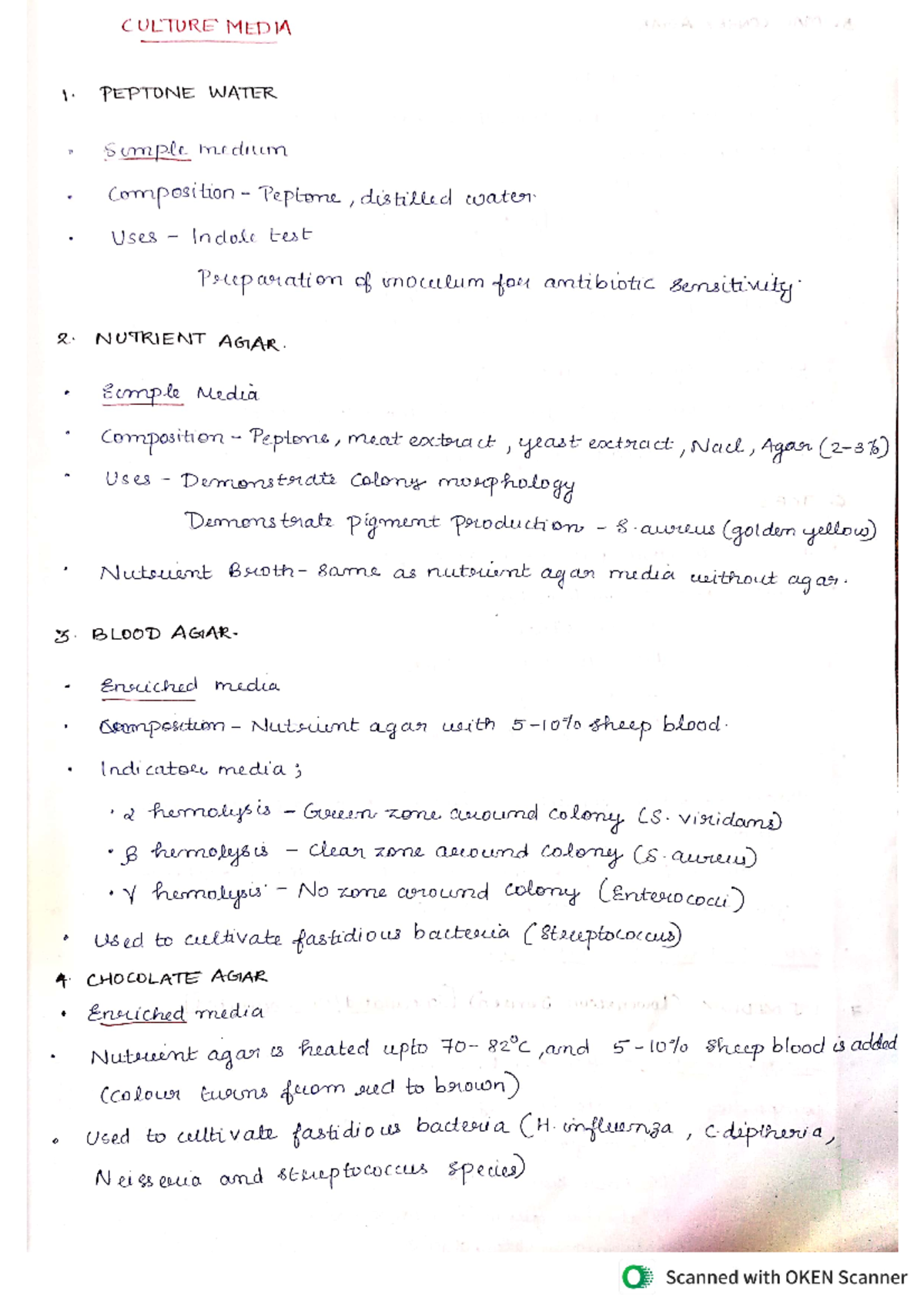 Culture Media - It's a short note - Microbiology - Studocu