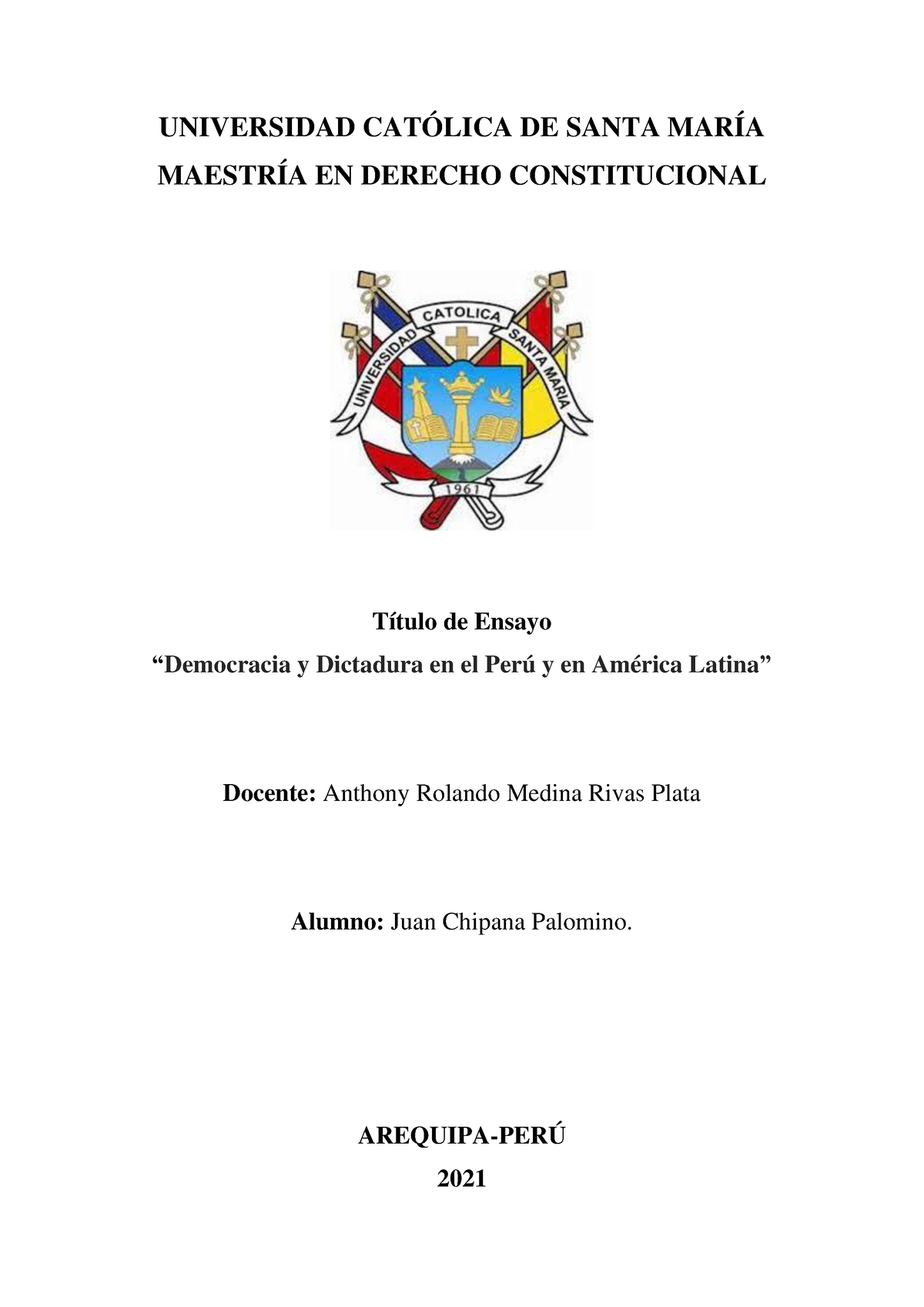 Ensayo 2 Democracia Y Dictadura En El Perú Y En América Latina ...