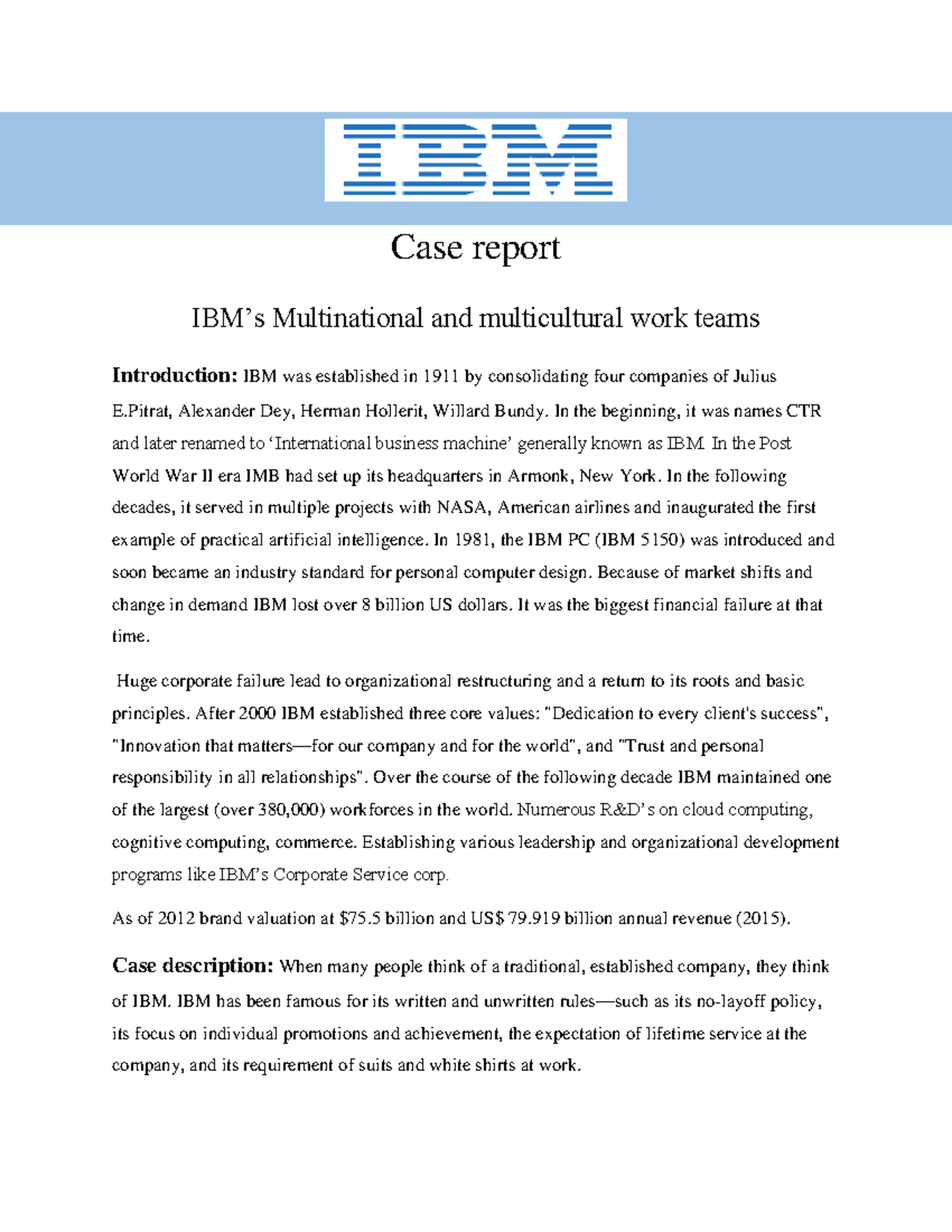 ibm multinational case study