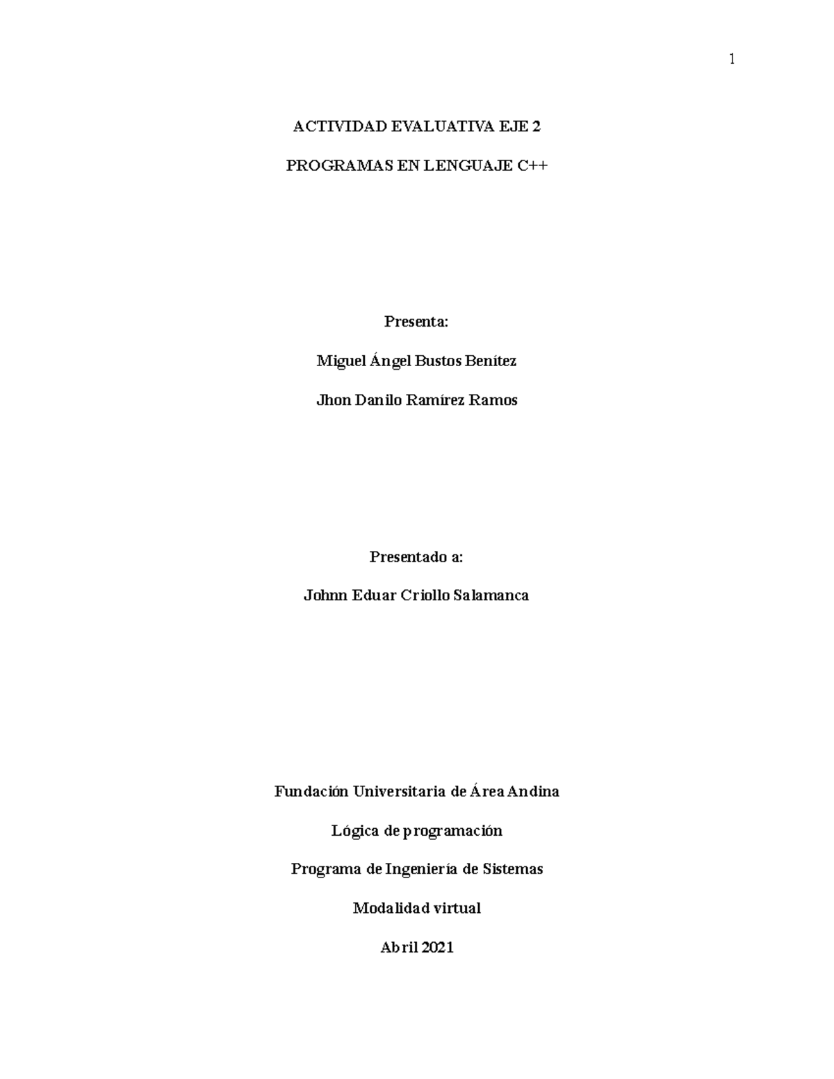Actividad evaluativa eje 2 - Logica de programación - ACTIVIDAD ...