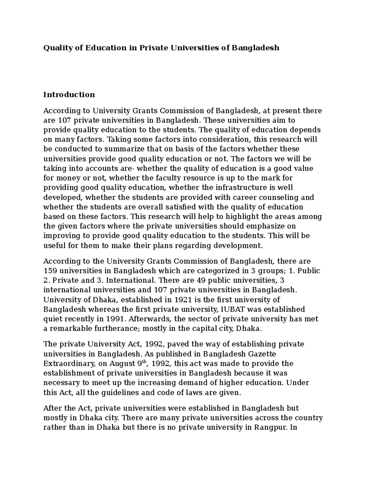 Quality of Education in Private Universities of Bangladesh - Quality of ...