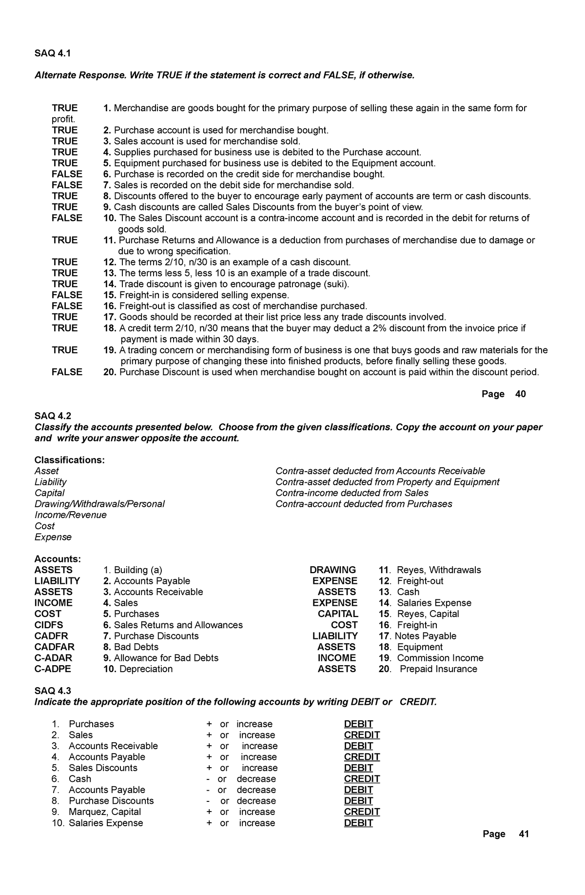 Merchandising Chapter 1 ANSWER Alternate Response Write TRUE If The 