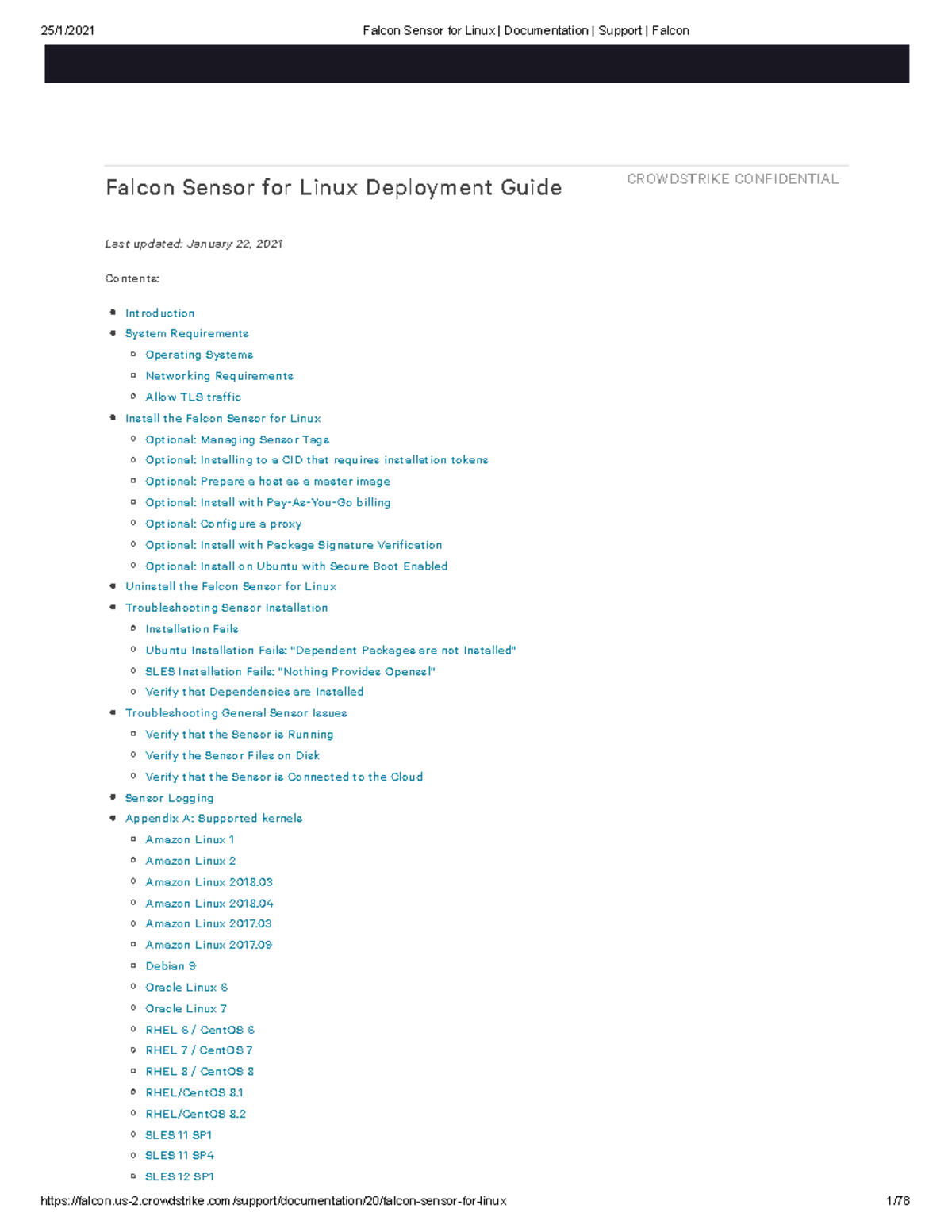 Falcon Sensor for Linux Documentation Support Falcon CROWDSTRIKE