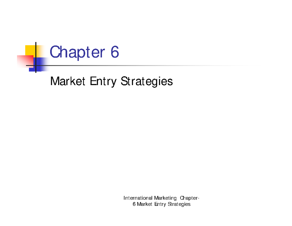 Silo - Chapter 6 Market Entry Strategies International Marketing ...