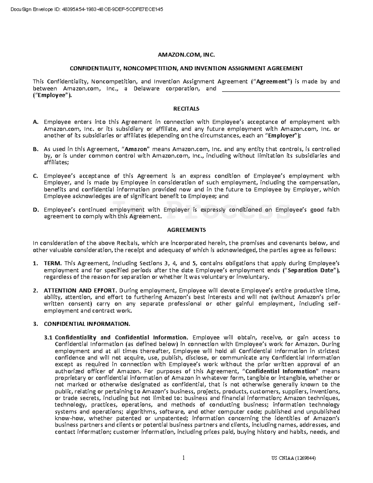 Amazon Contract 0 240609 162834 - AMAZON, INC. CONFIDENTIALITY ...