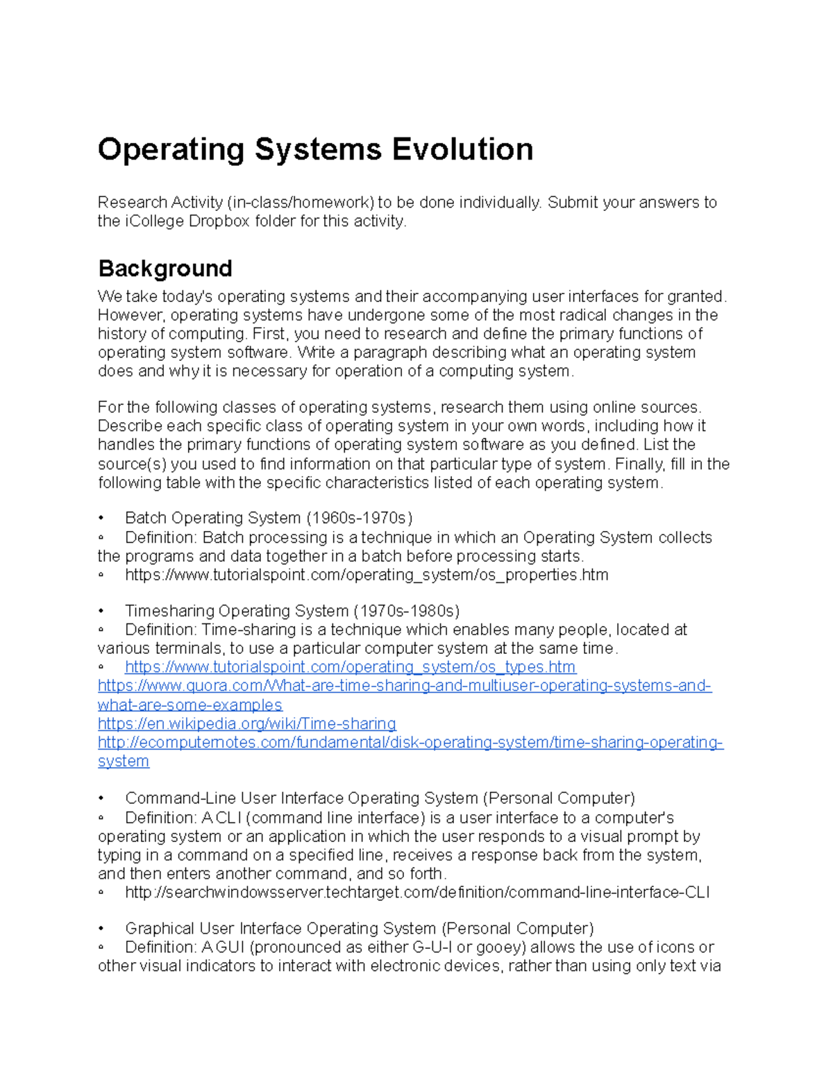 Operating Systems Evolution Group 2 2 Studocu