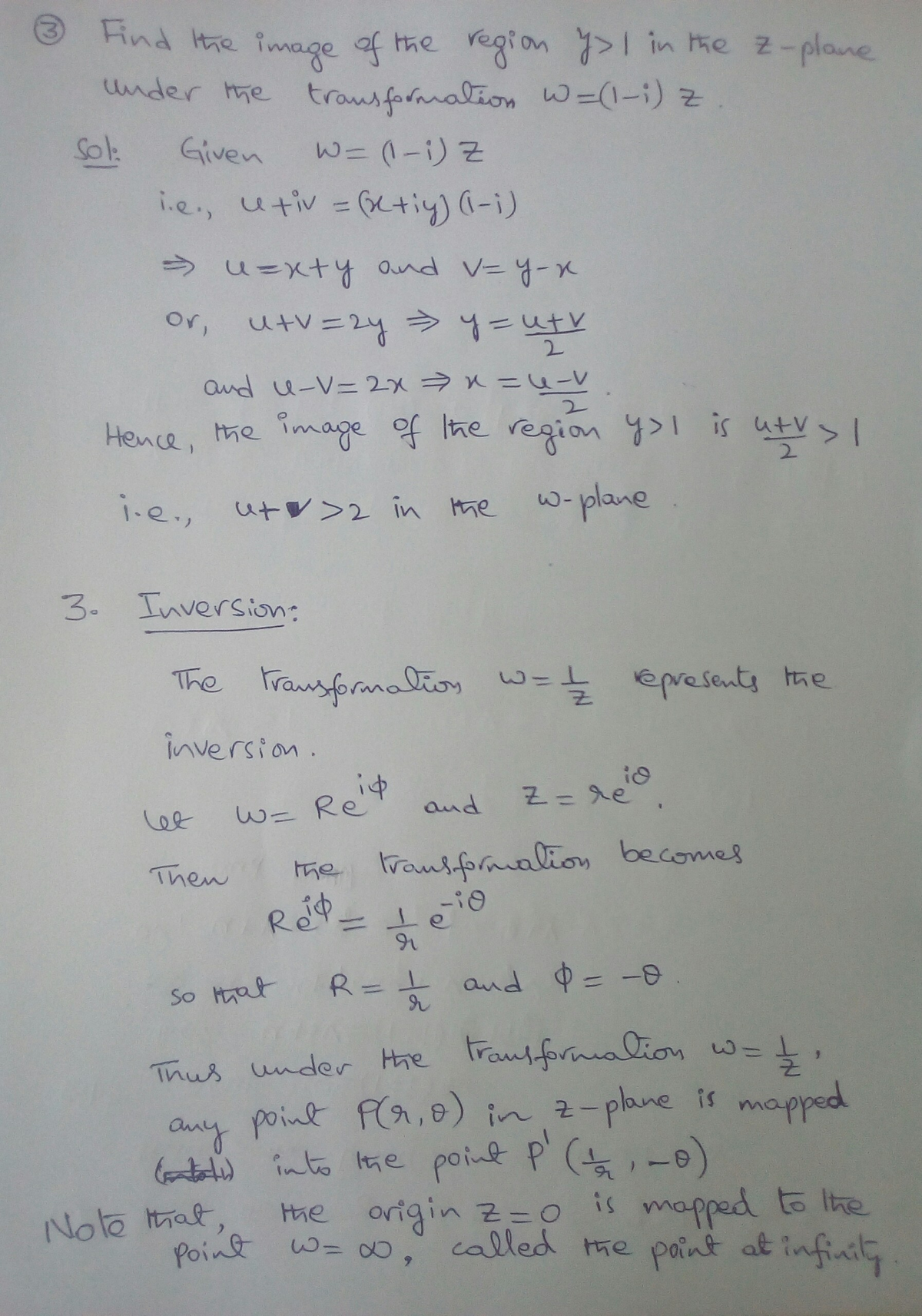 Inversion in conformal mapping - 3 Find the image of the region I in ...