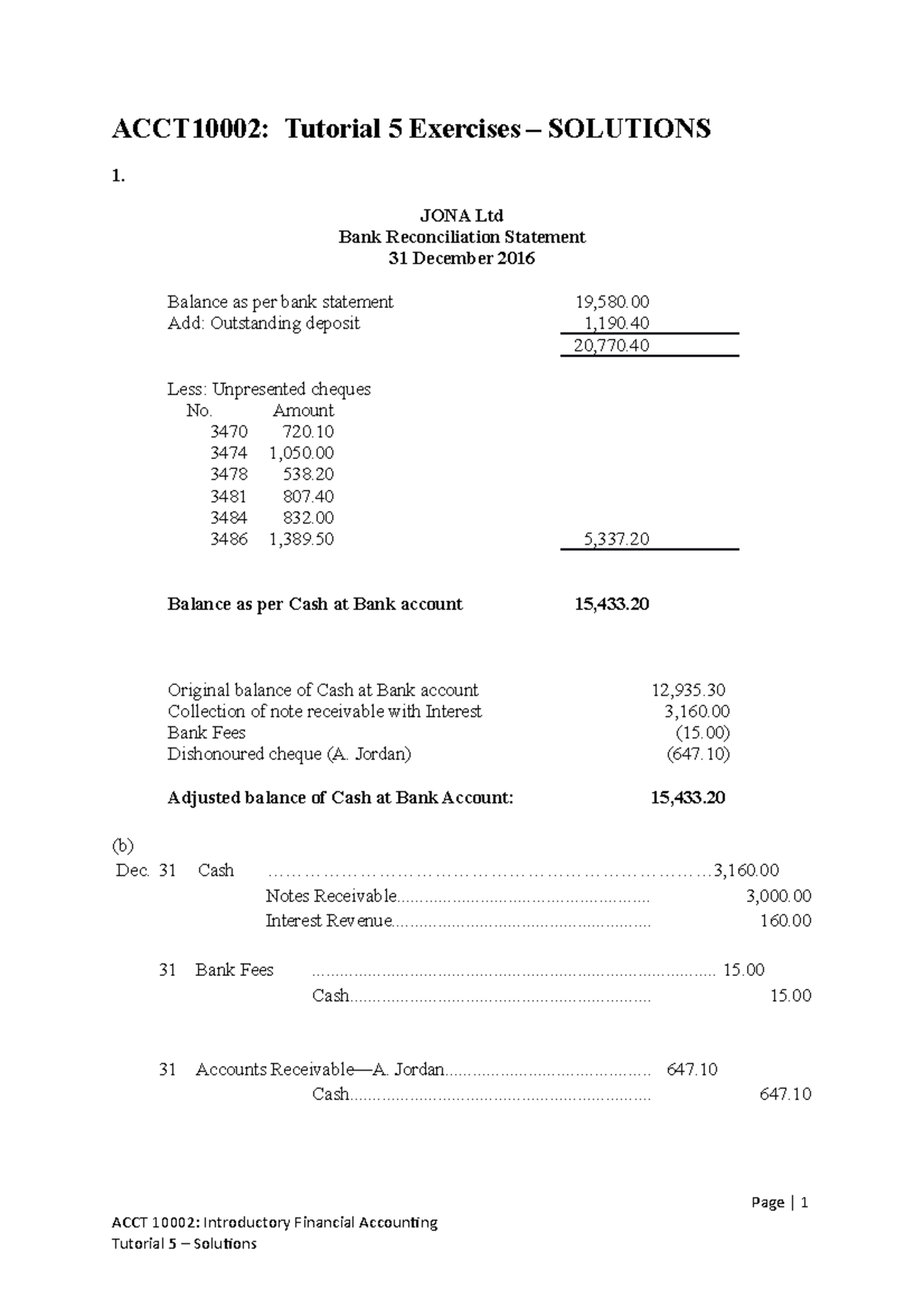 ACCT10002 Tutorial 5 Solutions Sem 1 2019 - ACCT10002: Tutorial 5 ...