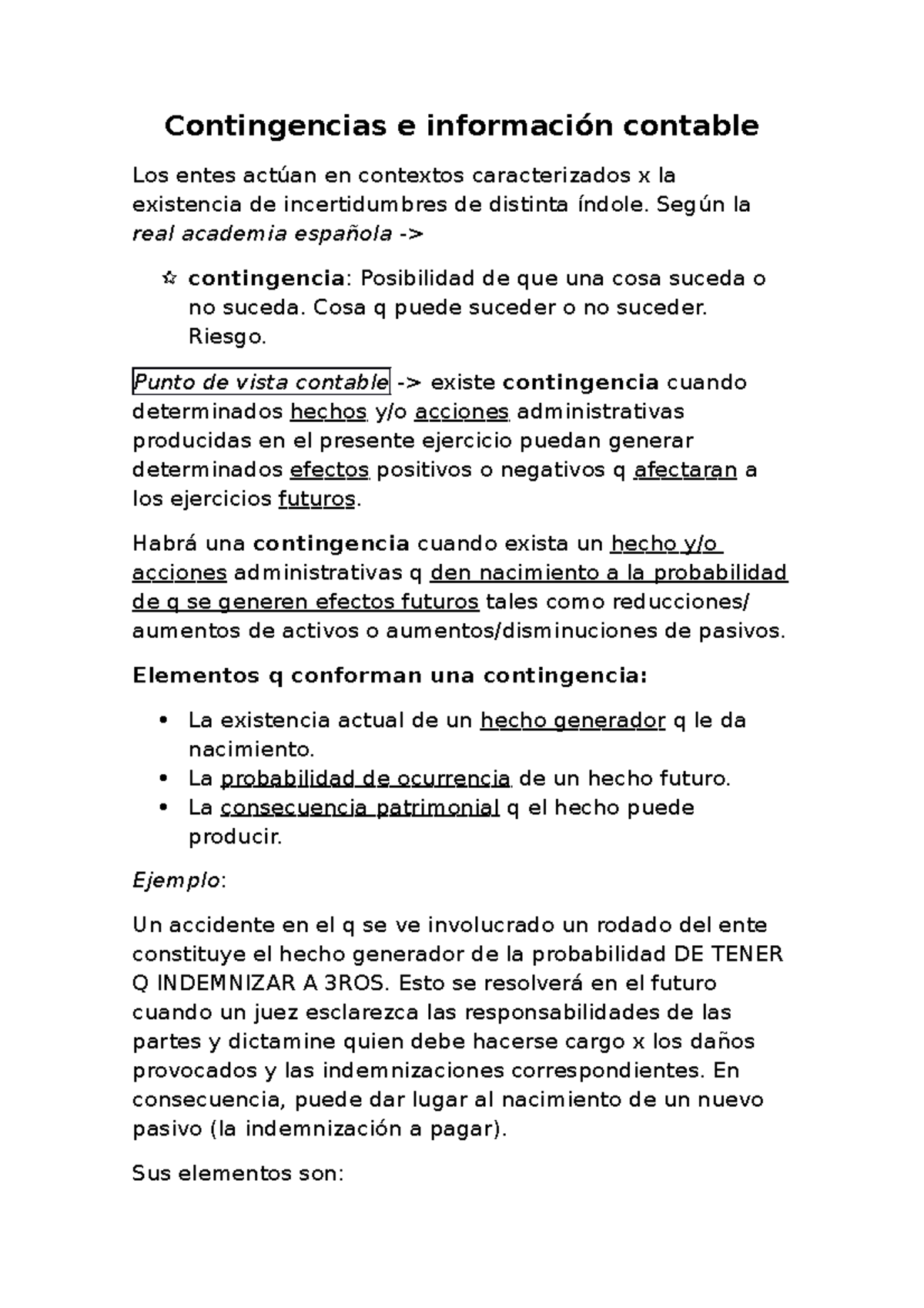 Contingencias - resumen - Contingencias e información contable Los ...
