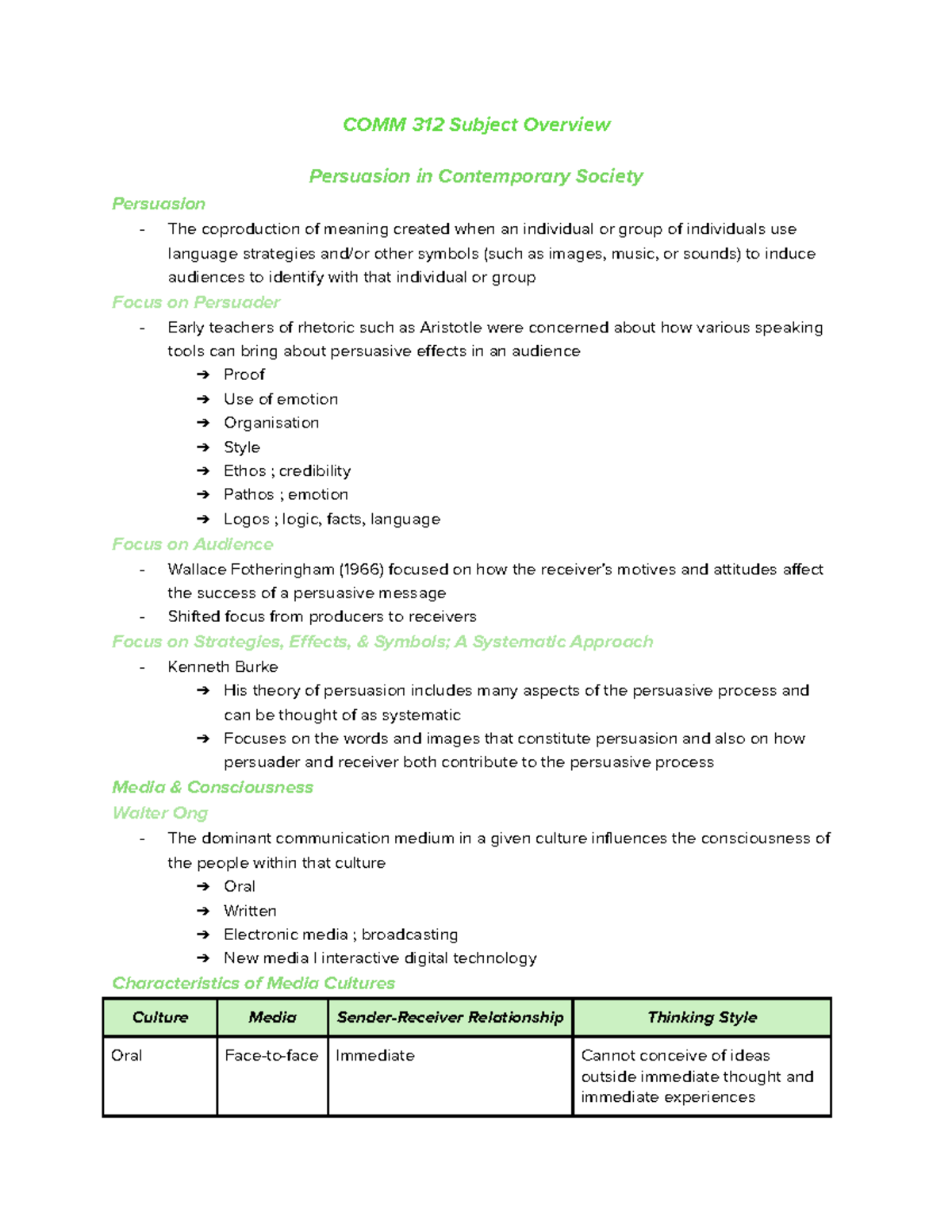COMM 312 Subject Overview - COMM 312 - UNC Chapel Hill - Studocu