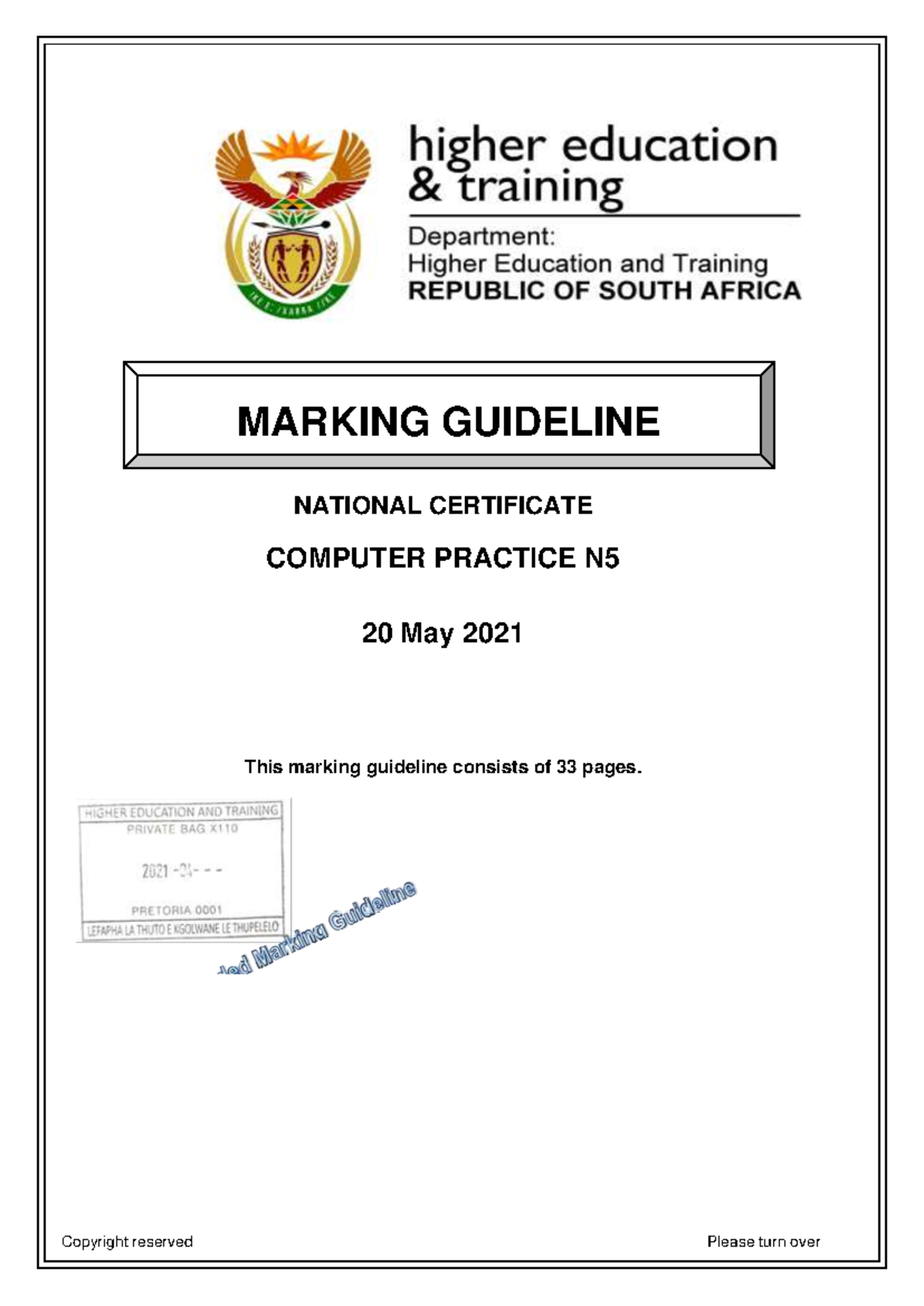 Computer Practice N5 MEMO JUNE 2021 - NATIONAL CERTIFICATE COMPUTER ...