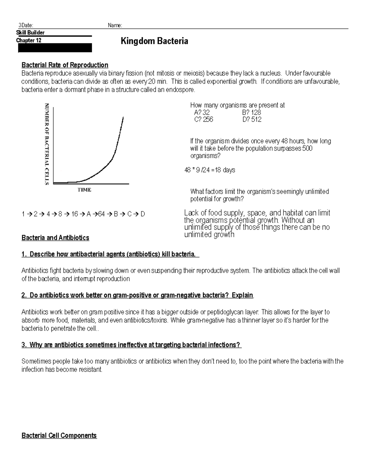 Bacteria Worksheet Copy 3Date Name Skill Builder Chapter 12 Kingdom 