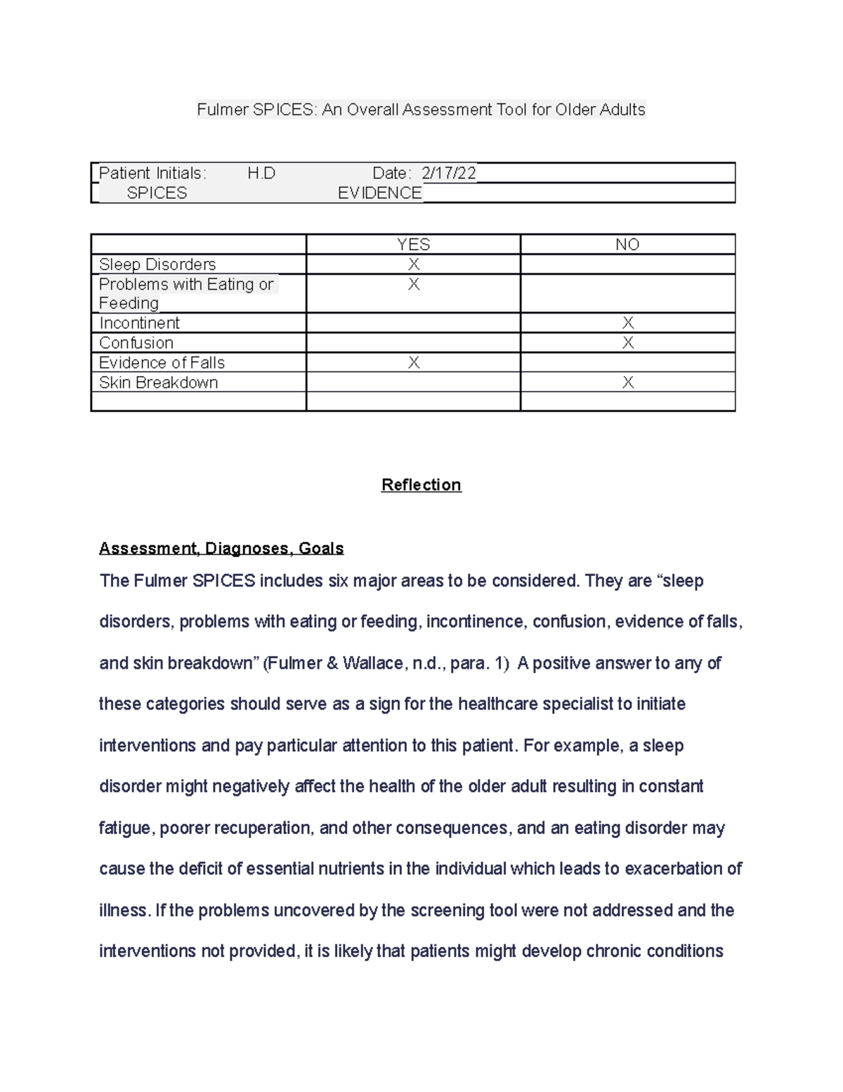 Spices Assignment (Final Draft) Fulmer SPICES An Overall Assessment