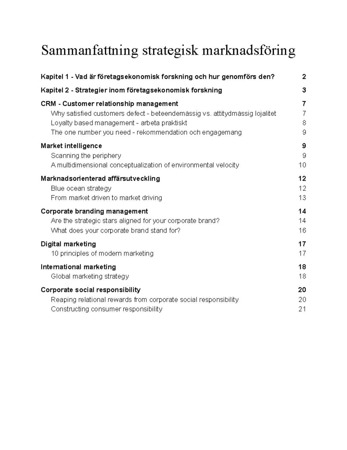 Sammanfattning Strategisk Marknadsföring - Sammanfattning Strategisk ...