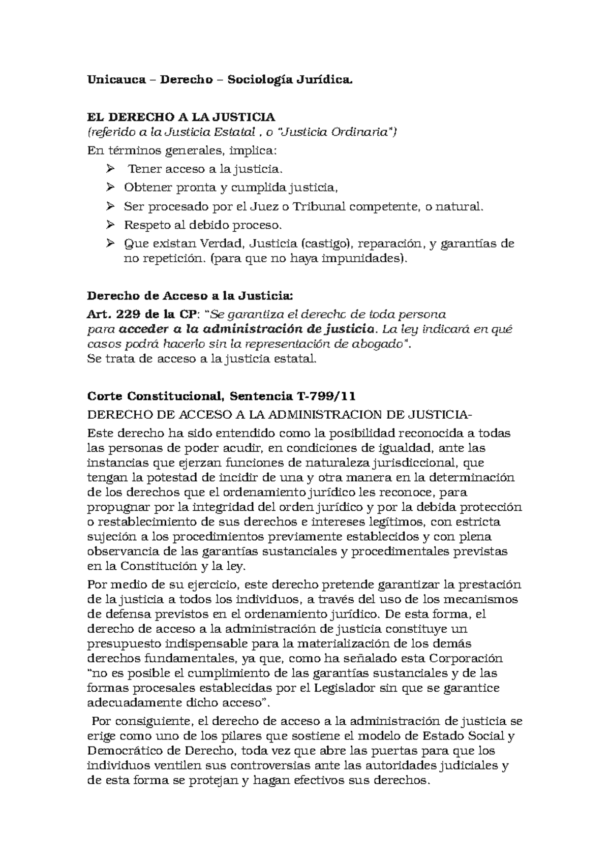 El Derecho de Acceso a la Justicia - Unicauca – Derecho – Sociología ...