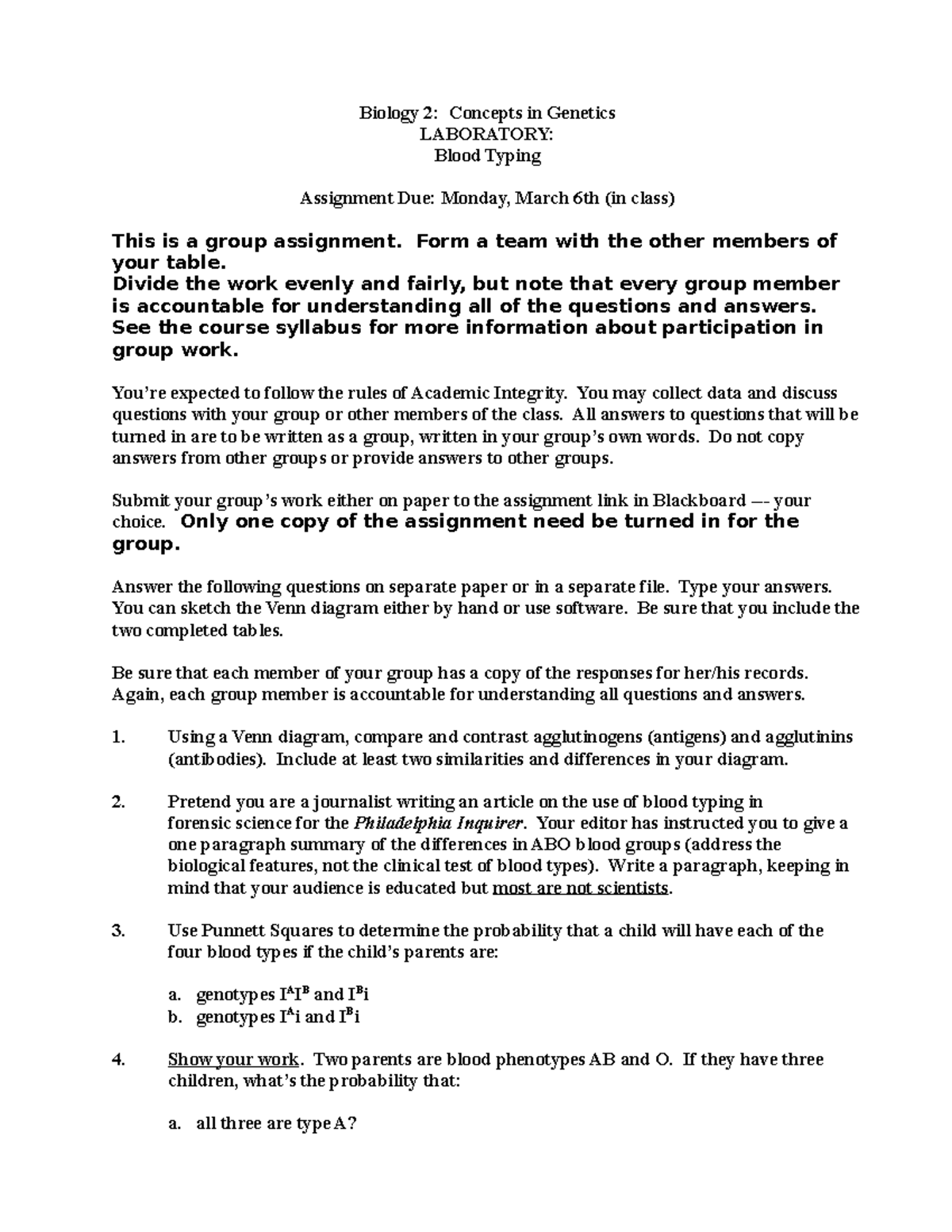 lab blood typing assignment lab report