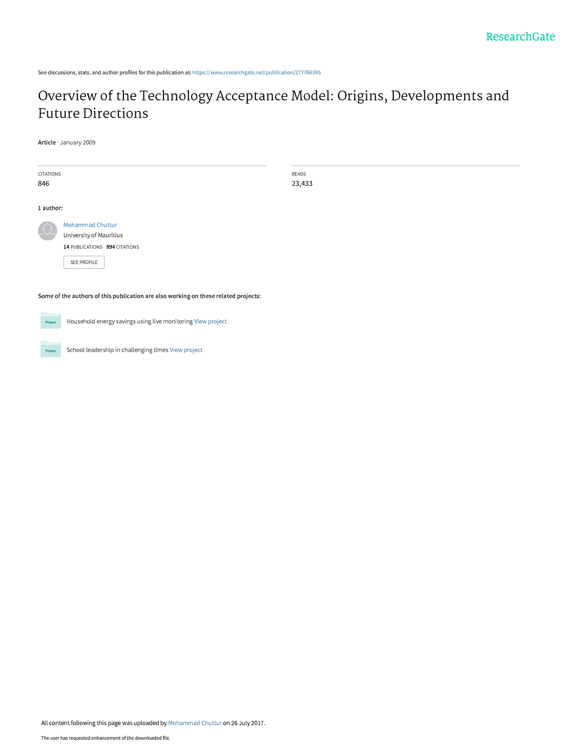 Overviewofthe Technology Acceptance Model-Origins Developmen 1 - See ...