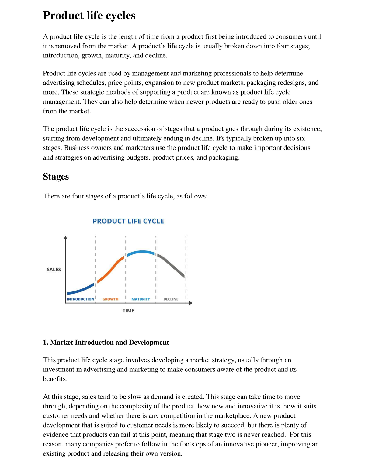 product life cycle case study pdf