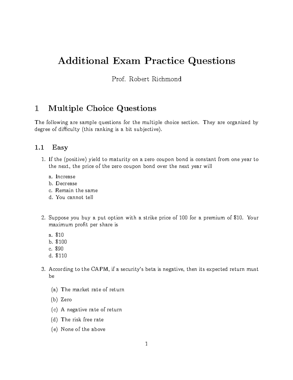 02 additional practice questions - Additional Exam Practice Questions ...