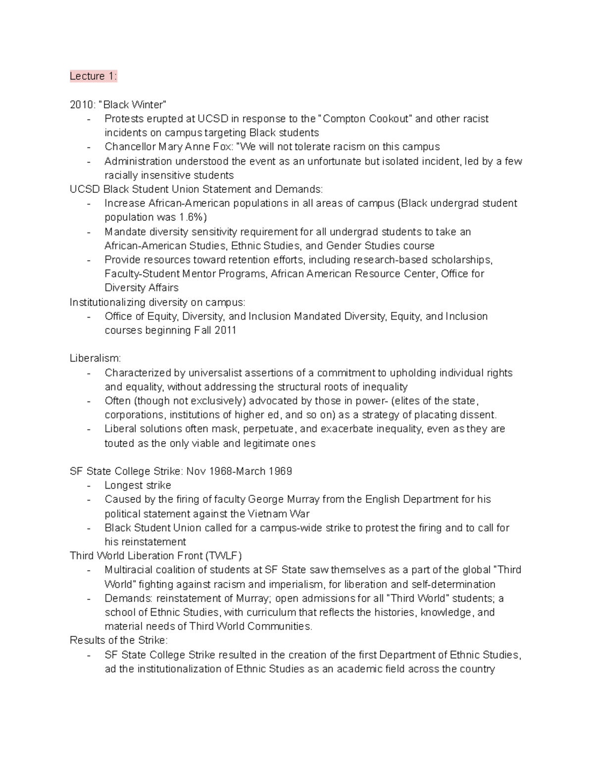 Hild 7b 1-10 - lecture notes - Lecture 1: 2010: “Black Winter ...