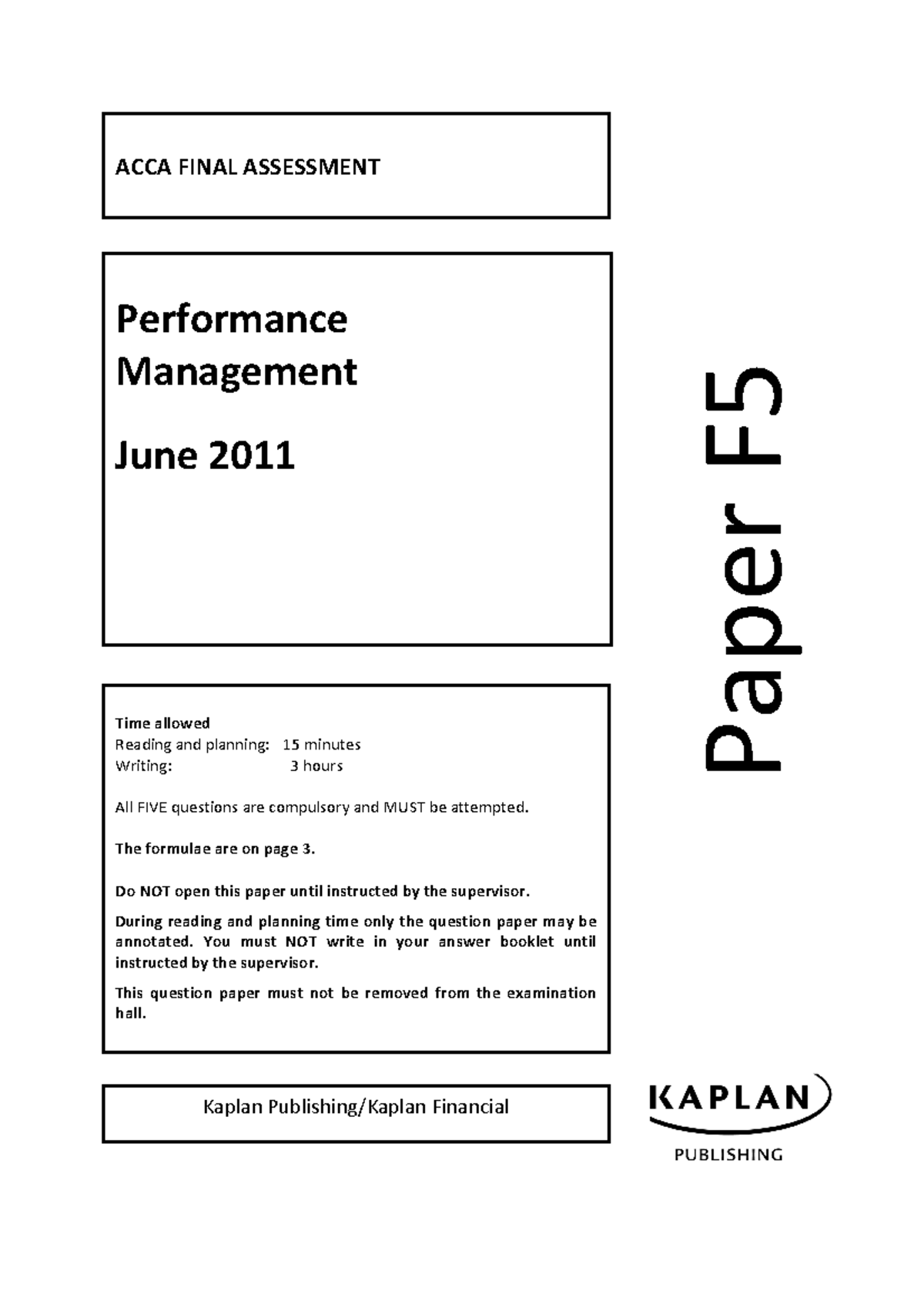 ACCA F5 Final Assessment Questions J11 - ACCA FINAL ASSESSMENT ...