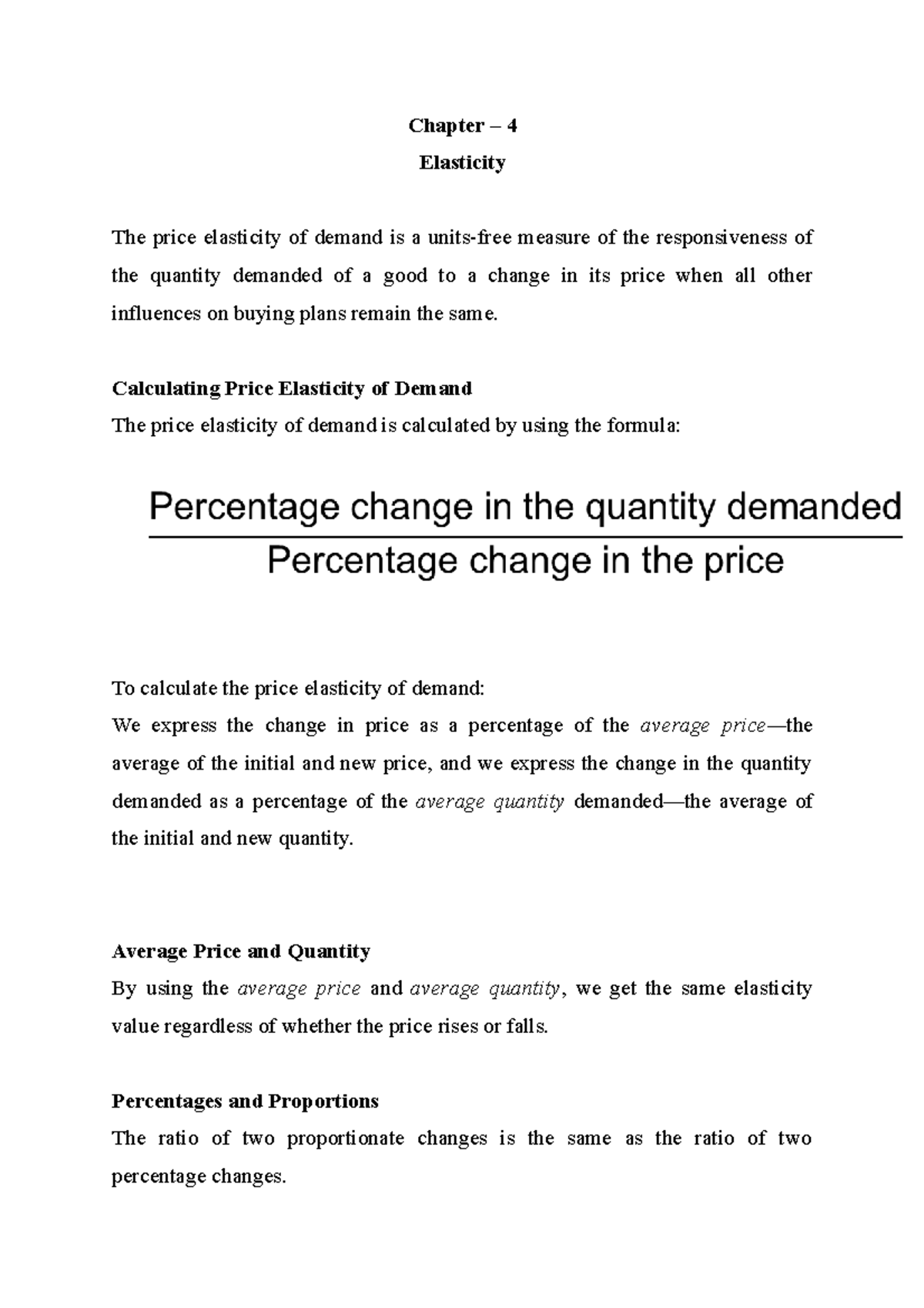 Chapter – 4 Elasticity - Chapter – 4 Elasticity The price elasticity of ...