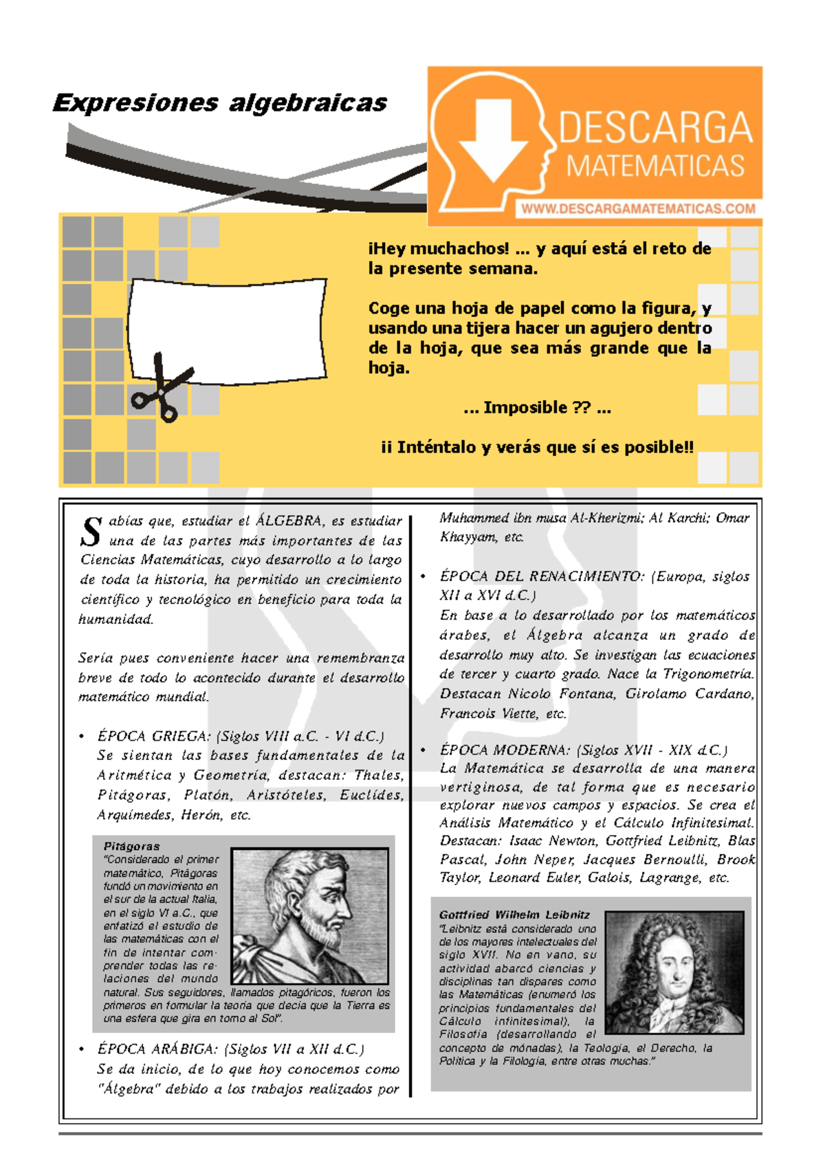 01 Descargar Expresiones Algebraicas Álgebra Segundo DE Secundaria ...