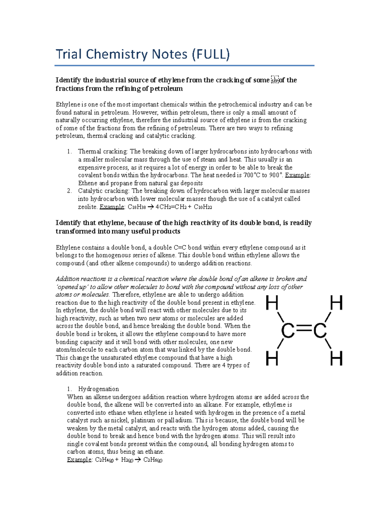 HSC Trials Chemistry Notes (FULL) - Warning: TT: undefined function: 32 ...