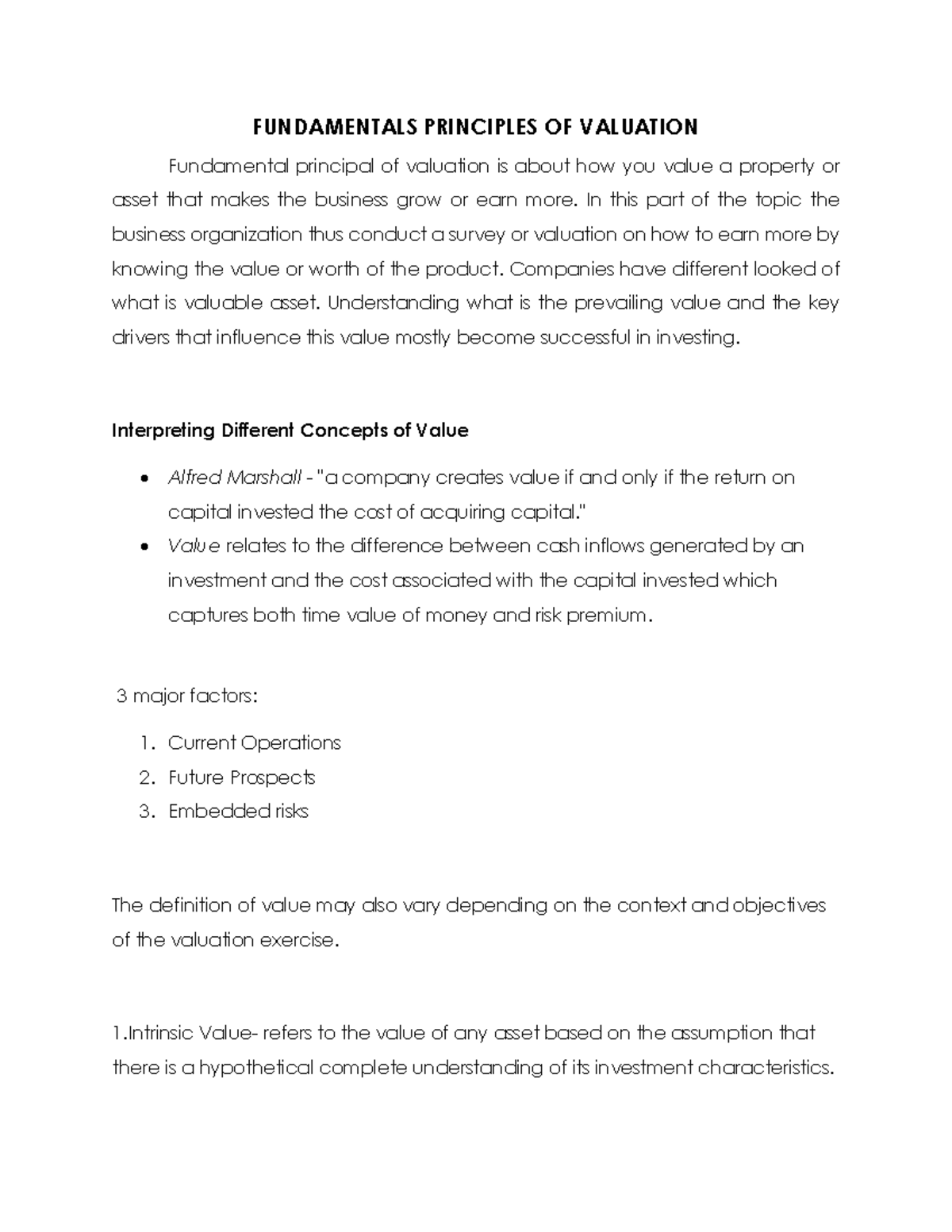 Module 1.1 - Fundamental Principles Of Valuation - FUNDAMENTALS ...