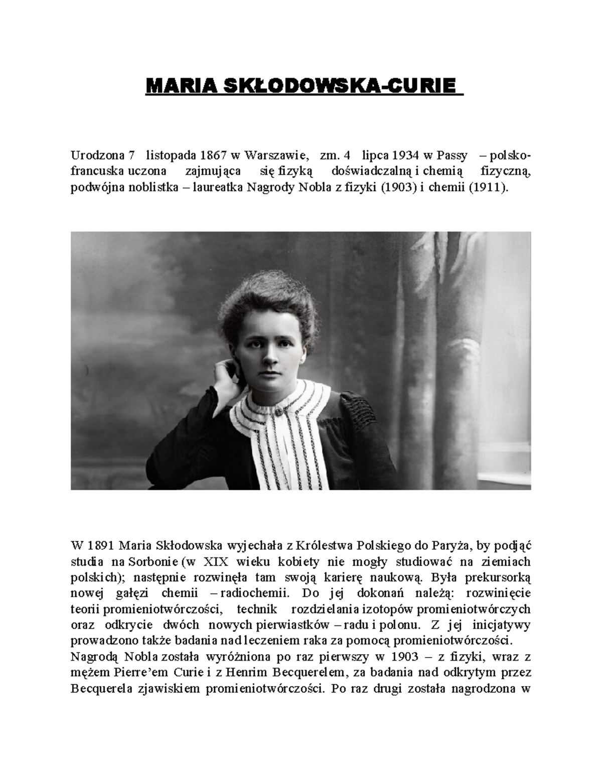 Gdzie Znajduje Się Uniwersytet Którego Patronką Jest Maria Skłodowska Curie