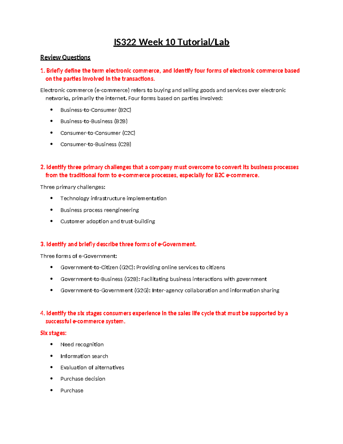 IS322 Week 10 Tutorial IS322 Week 10 Tutorial/Lab Review Questions 1