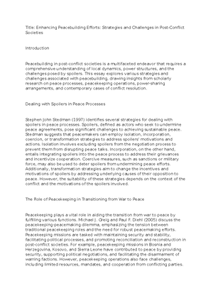 Memo B-thesis - Peace And Conflict B - Peace And Conflict Studies B ...