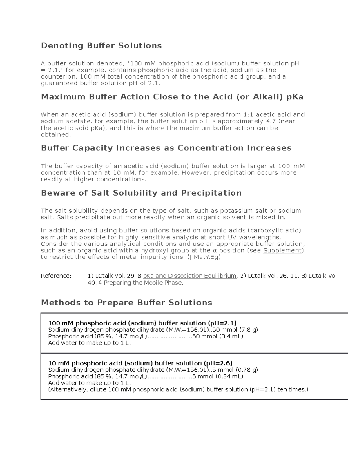 BUFFERS PREPARATIONS - Denoting Buffer Solutions A buff er solution ...