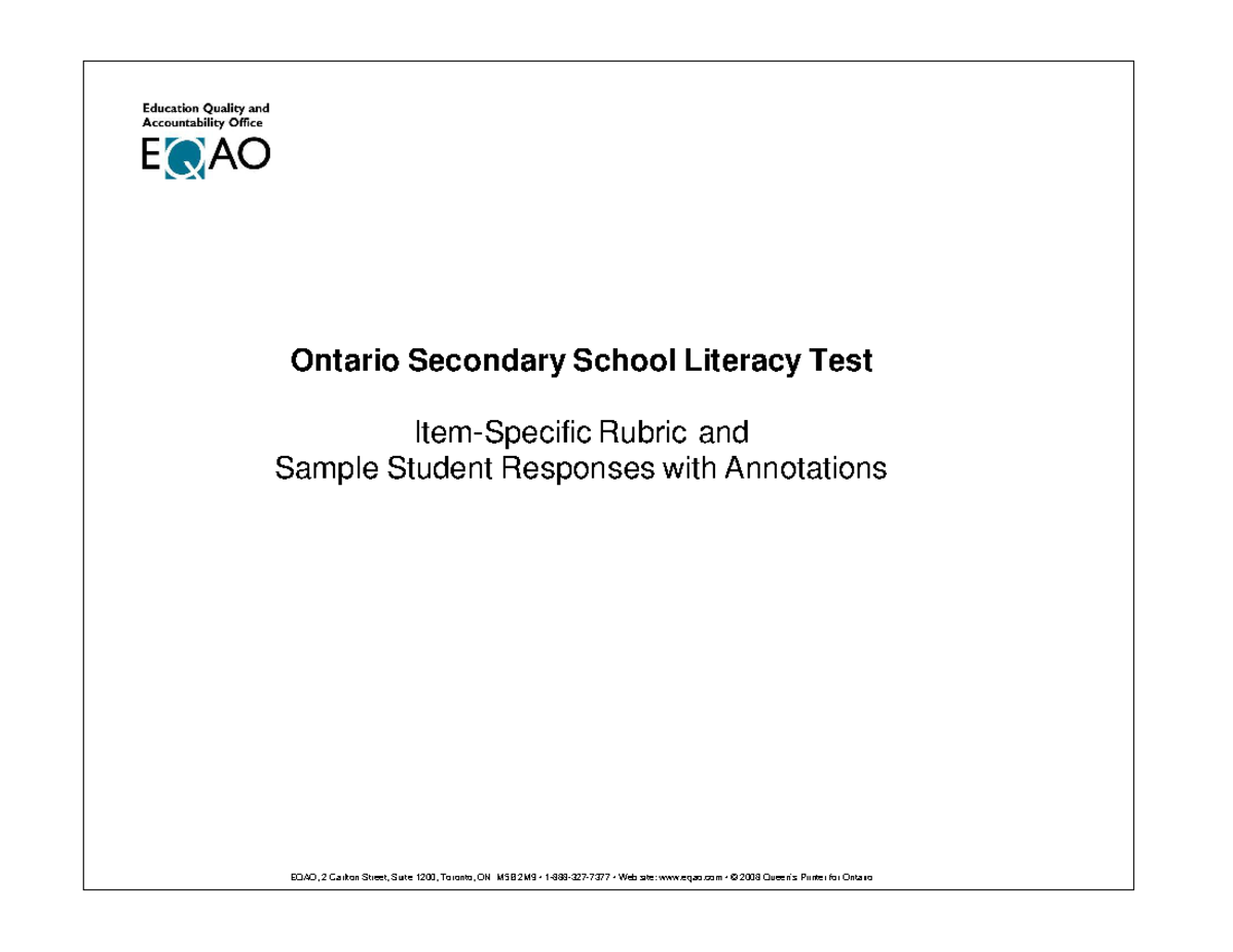 osslt opinion essay rubric