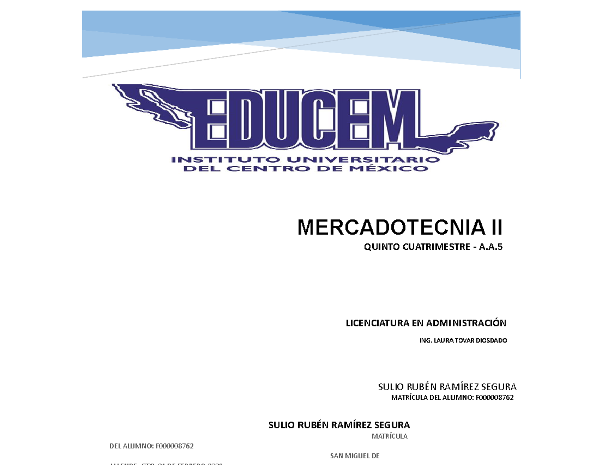 A - derecho mercadologico del estado de mexico educem - LICENCIATURA EN
