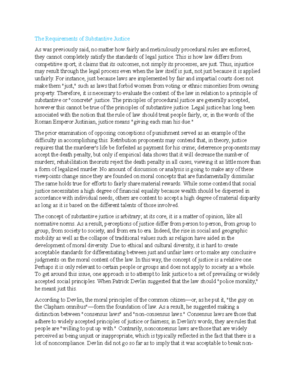 The Requirements of Substantive Justice This is how law differs from