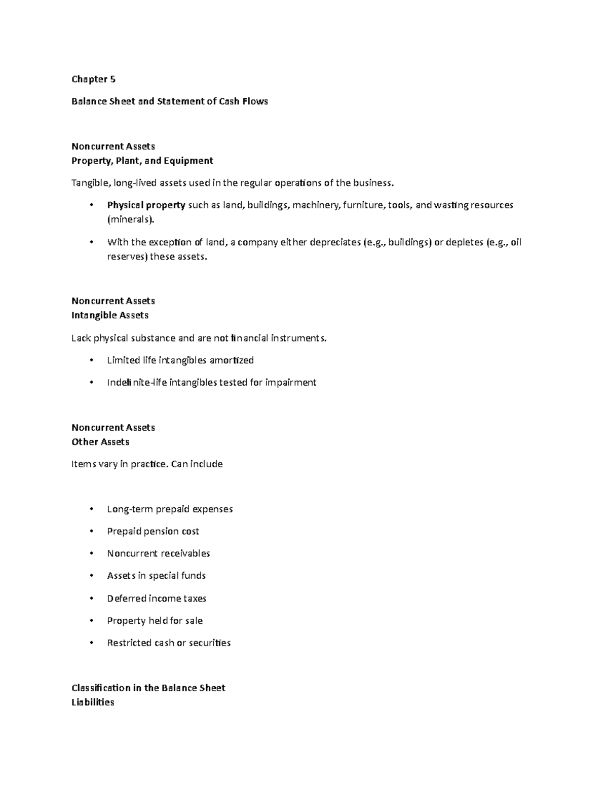 Chapter 5 Lecture Notes 4 - Chapter 5 Balance Sheet and Statement of ...