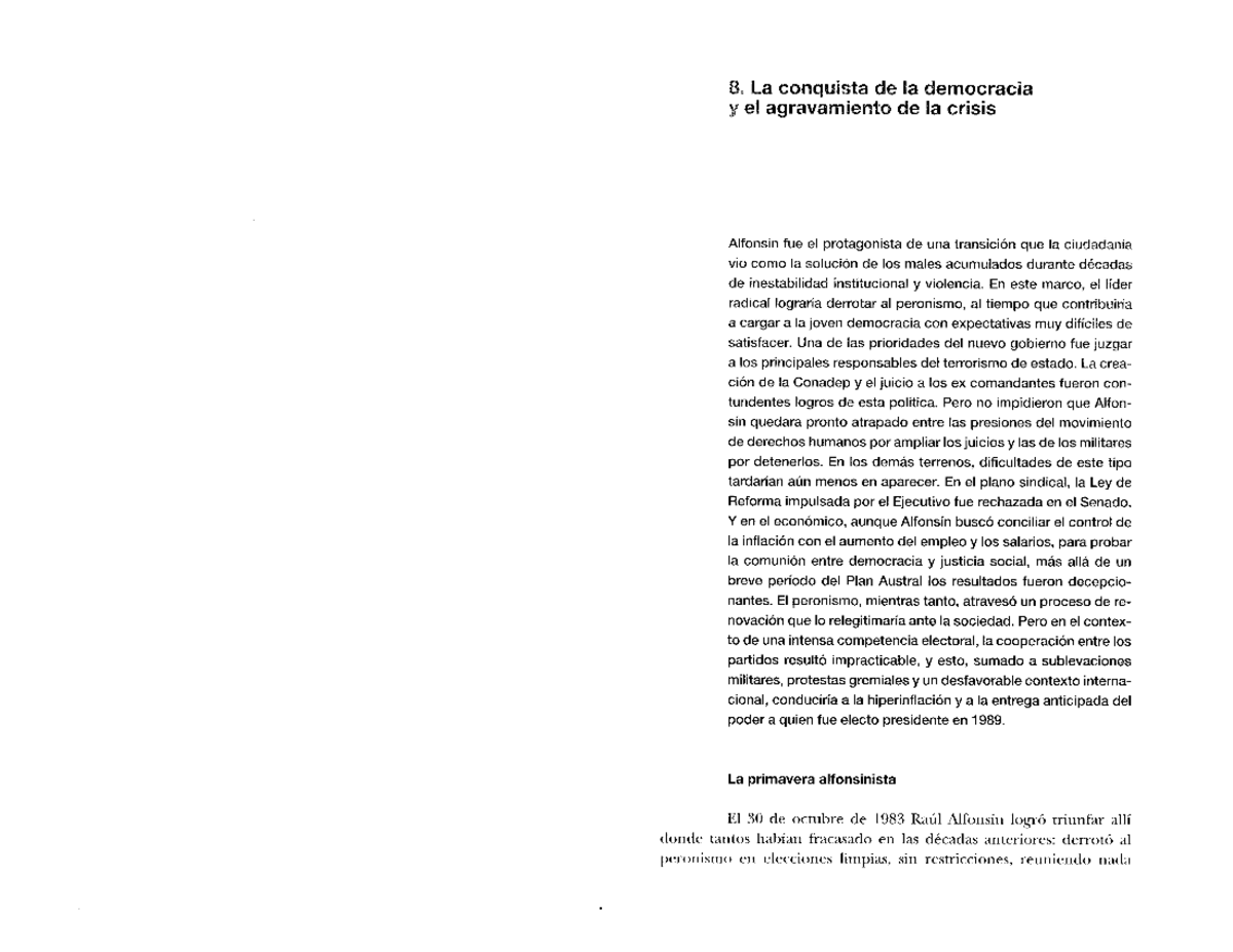 19 - Novaro, Marcos. La Conquista De La Democracia Y El Agravamiento De ...