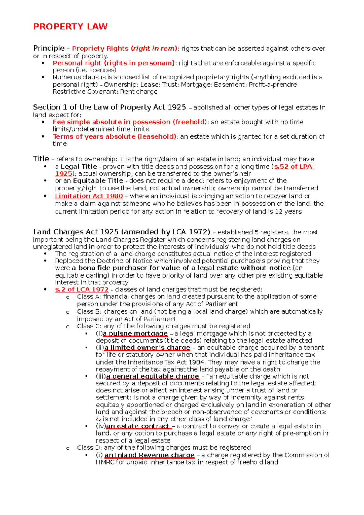 Property LAW PROPERTY LAW Principle Propriety Rights ( right in rem